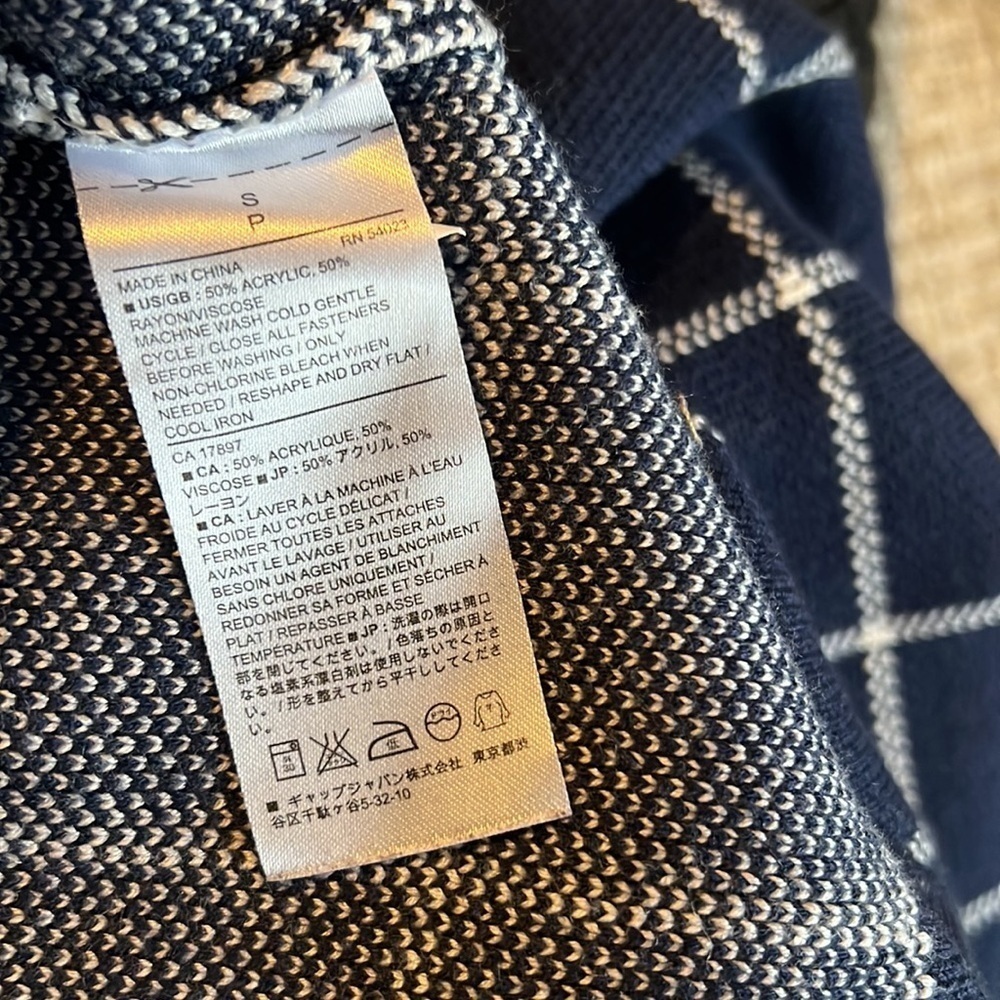 Navy/white Banana Republic double breasted windowpane knit cardigan - size XS - Picture 6 of 6